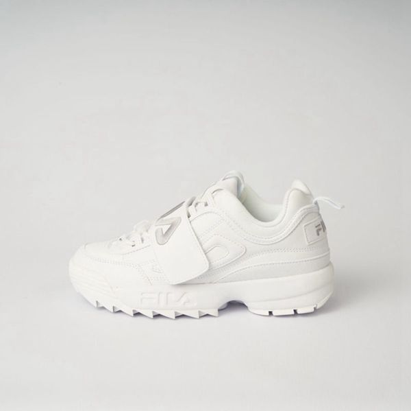 Fila Women's Disruptor 2 Applique Trainers Shoe - White / Metal Silver / White | UK-240ZKEAFL